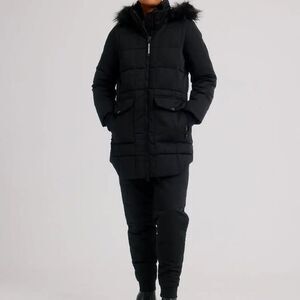 Arctic Expedition Women's XL Black Winter Parka Faux Fur Hood Like New